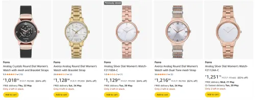 Image of Ferro Women's Watches Minimum 80% Discount