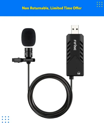 Image of Fifine K053 Wired Mic (Cardioid, 6.56m Cable, Metal Clip, Sponge Cap)