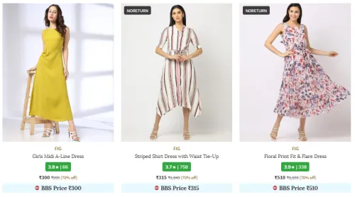 Image of FIG Brand Women's Dress @ Flat 70% Discount | Start ₹300