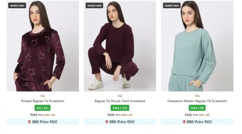 Image of FIG Women Fashion Sweatshirt Starting @ ₹102