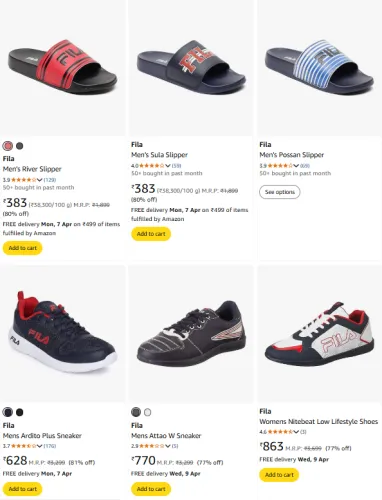 Image of Fila Men's Fashion Footwear Starting @ ₹383