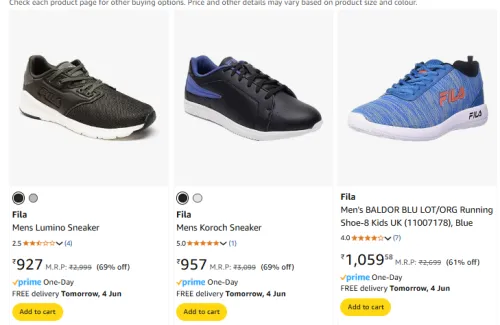 Image of Fila Men's Sneakers At Minimum 60% Discount