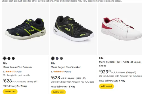 Image of Fila Men's Sneakers Starting at just ₹628