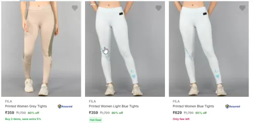 Image of FILA Printed Women Grey Tights Starting Price At ₹359