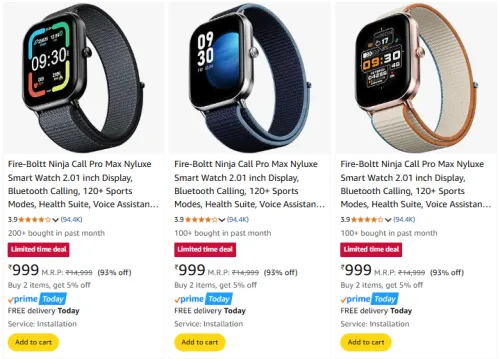 Image of Fire-Boltt Smart Watch @ Up to 93% Discount
