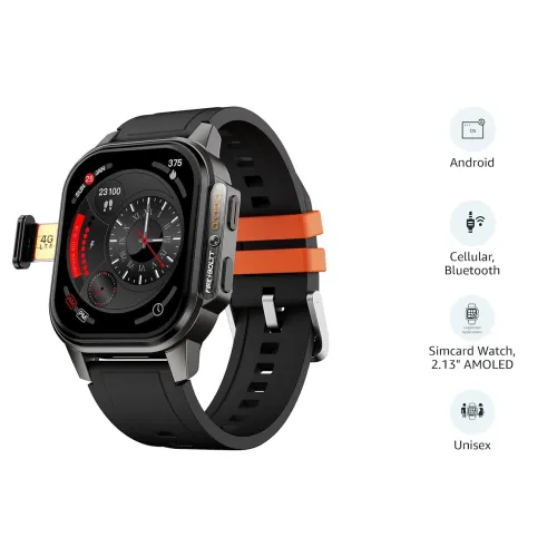 Image of Fire-Boltt Snapp Smart Watch, Selfie Camera, 4G Nano-SIM Slot, 54.1mm AMOLED Display