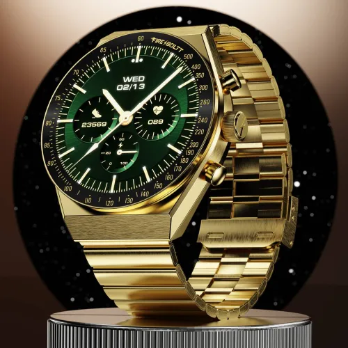 Image of Fire-Boltt Spacewatch AMOLED Smartwatch (Gold Strap) 