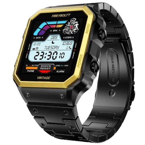 Image of Fire-Boltt Vintage Smartwatch 39.1mm (1.52 inch) TFT Display, Stainless Steel Design, Bluetooth Calling