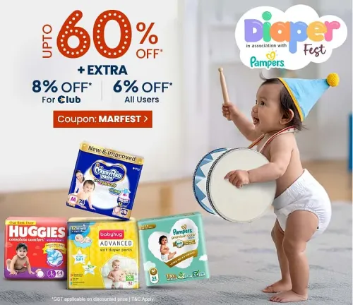 Image of FirstCry Offer: Get up to 60% Off + Extra 6% Off on Diapers