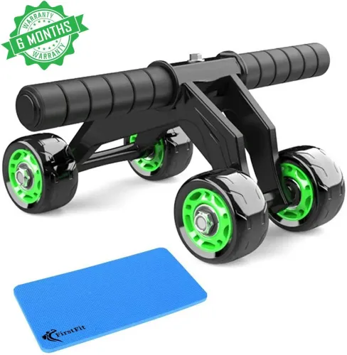 Image of FirstFit 4-Wheel Ab Roller with Knee Pad (Green)