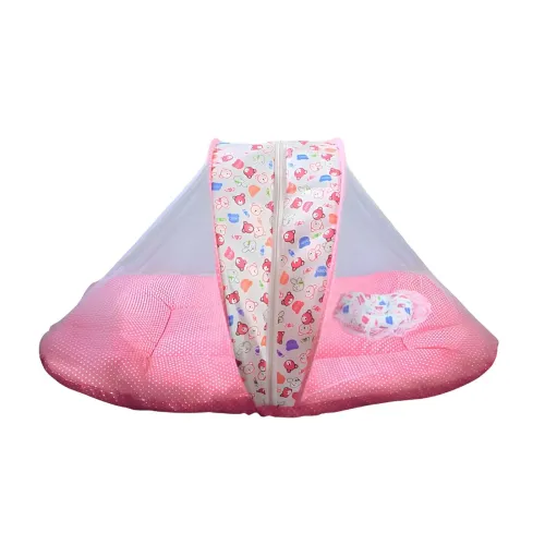 Image of FKM Baby Bed with Thick Mattress, Mosquito Net with Zip Closure