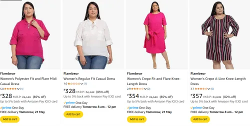 Image of Flambeur Dresses at minimum 80% Discount