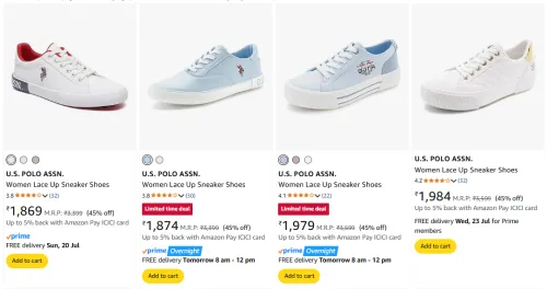 Image of Flat 45% Discount on U.S. Polo Assn. Women's Sneakers 