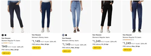 Image of Flat 50% Off on Van Heusen Women's Jeans