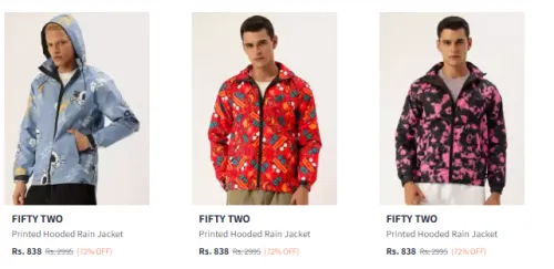 Image of Flat 72% Discount on FIFTY TWO Men's Rain Jacket