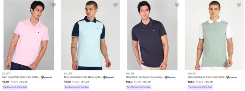 Image of Flat 72% Off on Killer Men's T Shirts