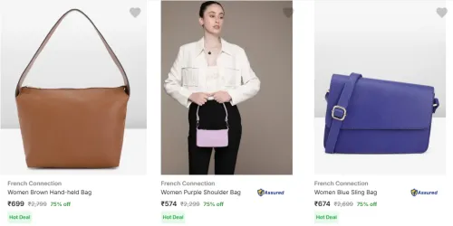 Image of Flat 75% Discount on French Connection Handbags