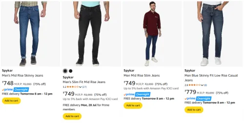 Image of Flat 75% Discount on Spykar Men's Jeans