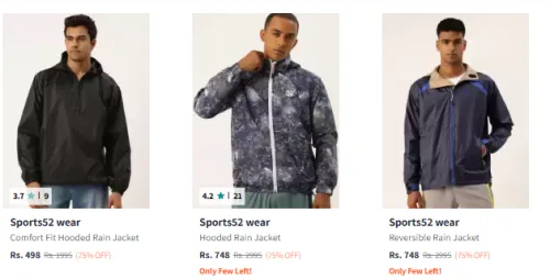 Image of Flat 75% Discount on Sports52 wear Men's Rain Jacket