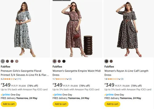 Image of Flat 78% Discount on Fabflee Women's Dresses