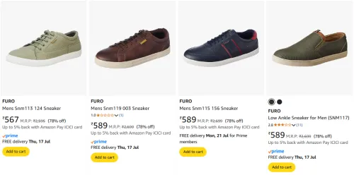 Image of Flat 78% Discount on FURO Men's Shoes