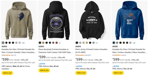 Image of Flat 79% Discount on ADRO Men's Hoodies