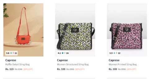Image of Flat 80% Discount on Caprese Women's Handbags