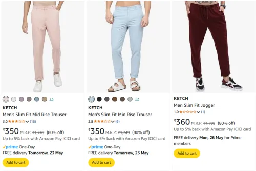 Image of Flat 80% Discount on Ketch Men's Trousers