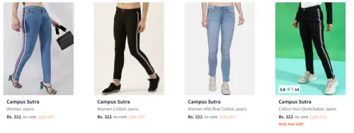 Image of Flat 83% Discount on Campus Sutra Women's Jeans
