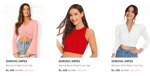 Image of Flat 90% Discount on DHRUVIL IMPEX Women's Tops