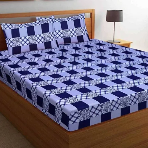 Image of Flipkart SmartBuy 120 TC Microfiber Double Checkered Flat Bedsheet