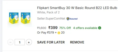 Image of Flipkart SmartBuy 30W LED Bulb 2pcs