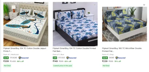 Image of Flipkart SmartBuy Bedsheet Starting At @₹209