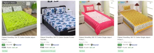 Image of Flipkart Smartbuy Bedsheets at minimum 80% Discount