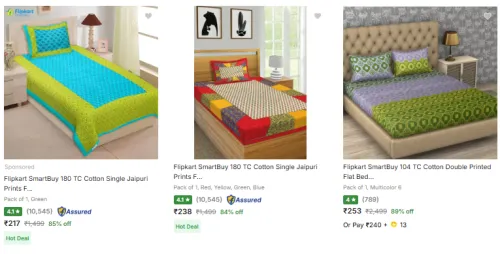 Image of Flipkart SmartBuy Bedsheets at minimum 82% Discount