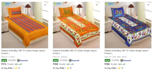 Image of Flipkart Smartbuy Bedsheets @ Start ₹175