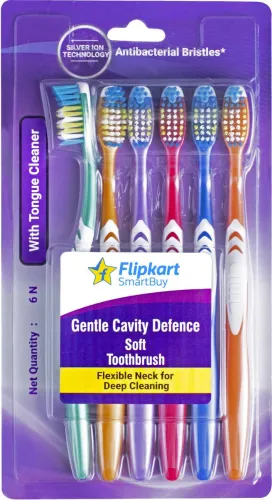 Image of Flipkart SmartBuy Gentle Cavity Defence Soft Toothbrush (Pack of 6)