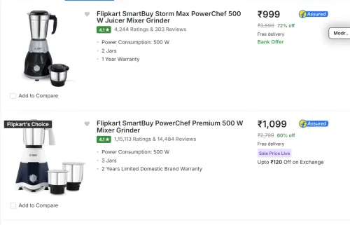 Image of Flipkart Smartbuy Mixer Juicer Grinder Up To 75% Discount Start From ₹999