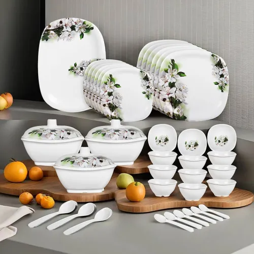 Image of Flipkart SmartBuy Pack of 40 Melamin Emerald Bloom Melamine Dishwasher Safe|.