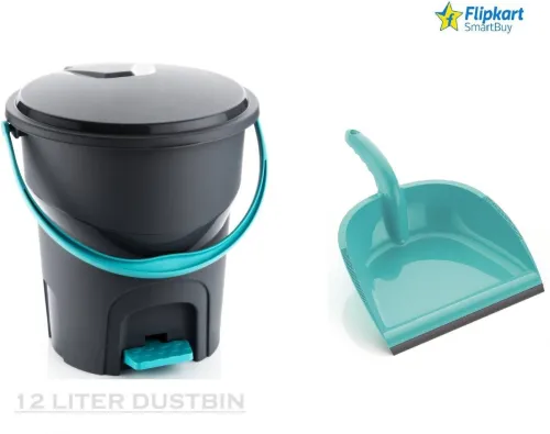 Image of Flipkart SmartBuy Plastic Dustbin (Grey, Green, Pack of 2)