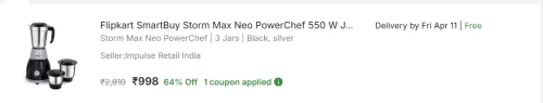 Image of Flipkart SmartBuy Storm Max Neo PowerChef 550W Mixer