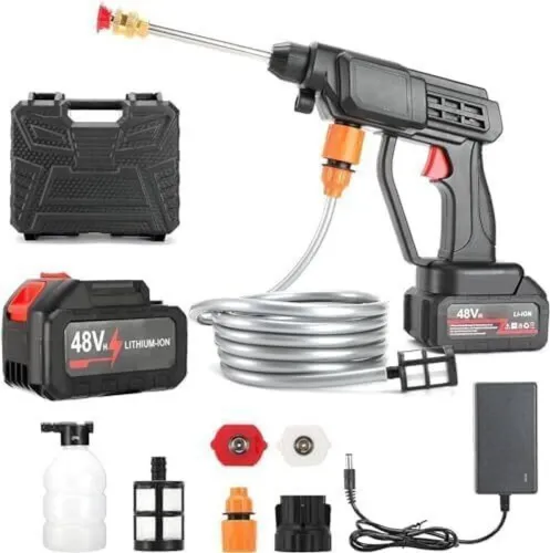 Image of Flisco Cordless 48V Electric Car Pressure Washer Power Washer Gun With Accessories Pressure Washer