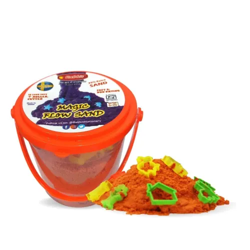Image of Rabbit Magic Flow Sand – 500g Orange with 24 Beach Toys
