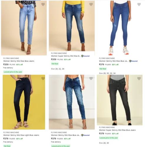 Image of Flying Machine Brand Women's Jeans @ Flat 80% Discount