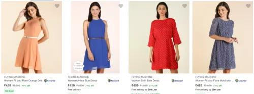 Image of FLYING MACHINE Women Fit Dress at Minimum 70% Discount