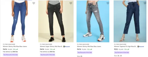 Image of Flying Machine Womens Jeans up to 75% Discount