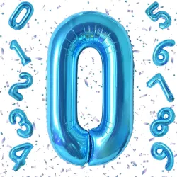 Flyloons 0 number Blue Foil Balloon 16 inch Size Birthday Decoration Items | 1st Year Balloons | Zero