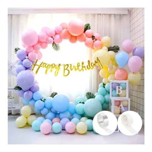 Image of Flyloons 53 Pcs Pastel Happy Birthday Decoration