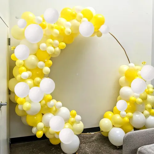 Image of Flyloons Yellow White Pastel Balloons Pack of 50