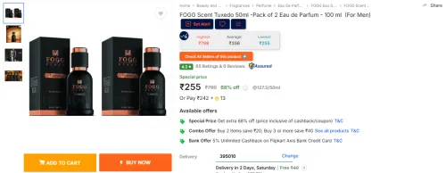 Image of FOGG Scent Tuxedo 50ml -Pack of 2